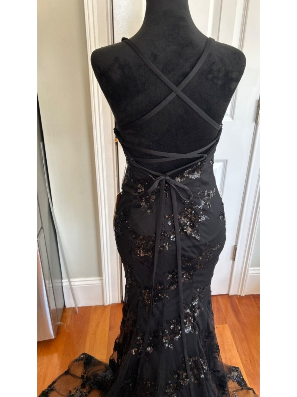 NWT Stacee’s Black Floral Whimsygoth Gown Sz 0 Sheer Lace Overlay Prom Dress - Picture 7 of 13